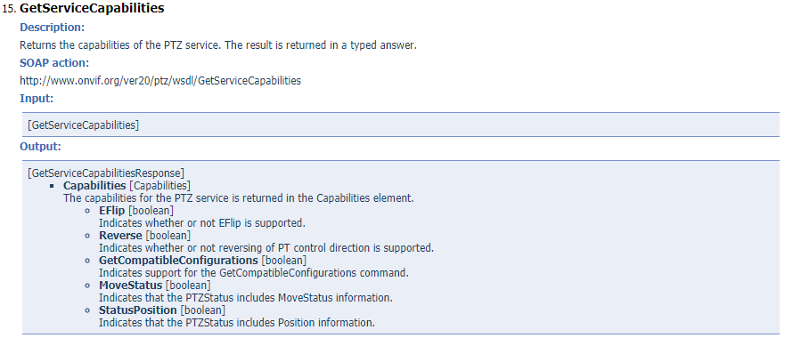 PTZ GetServiceCapabilities