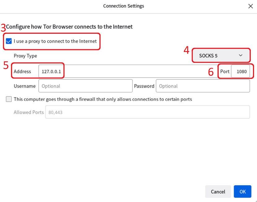Configuring Tor browser